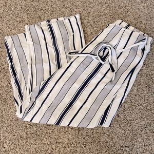 Navy & White Striped Pants